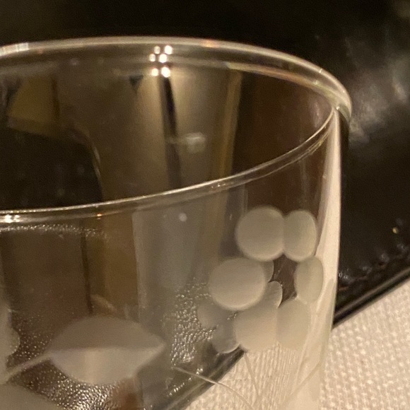 Set of 6 Vintage 1950’s/60’s Anchor Hocking ‘Boopie’ 4oz Goblets Floral Etching - Picture 4 of 5